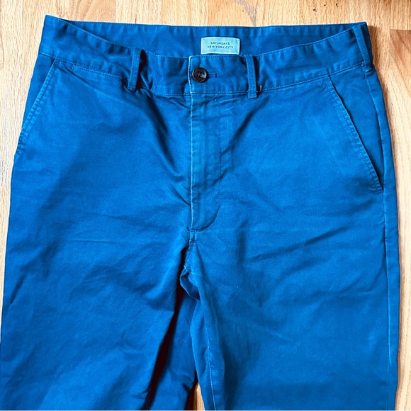 Saturdays NYC Men’s 32/31 Blue 5 Pocket Mid-rise Straight Leg Chino Pants - Picture 4 of 9